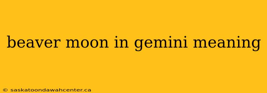 beaver moon in gemini meaning