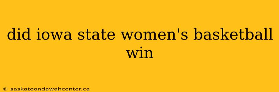 did iowa state women's basketball win