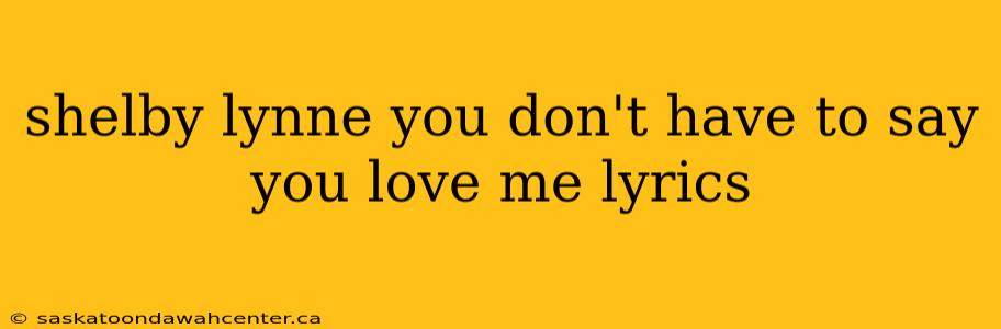 shelby lynne you don't have to say you love me lyrics